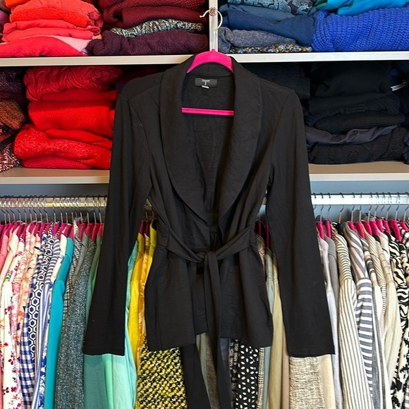 Tahari black cardigan with front tie size S - Picture 1 of 3